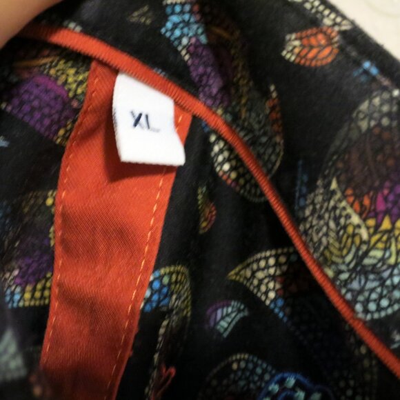 Luchiano Visconti Shirt Mens XL Long Sleeve Button Black Yellow Tear Drops - Picture 4 of 7